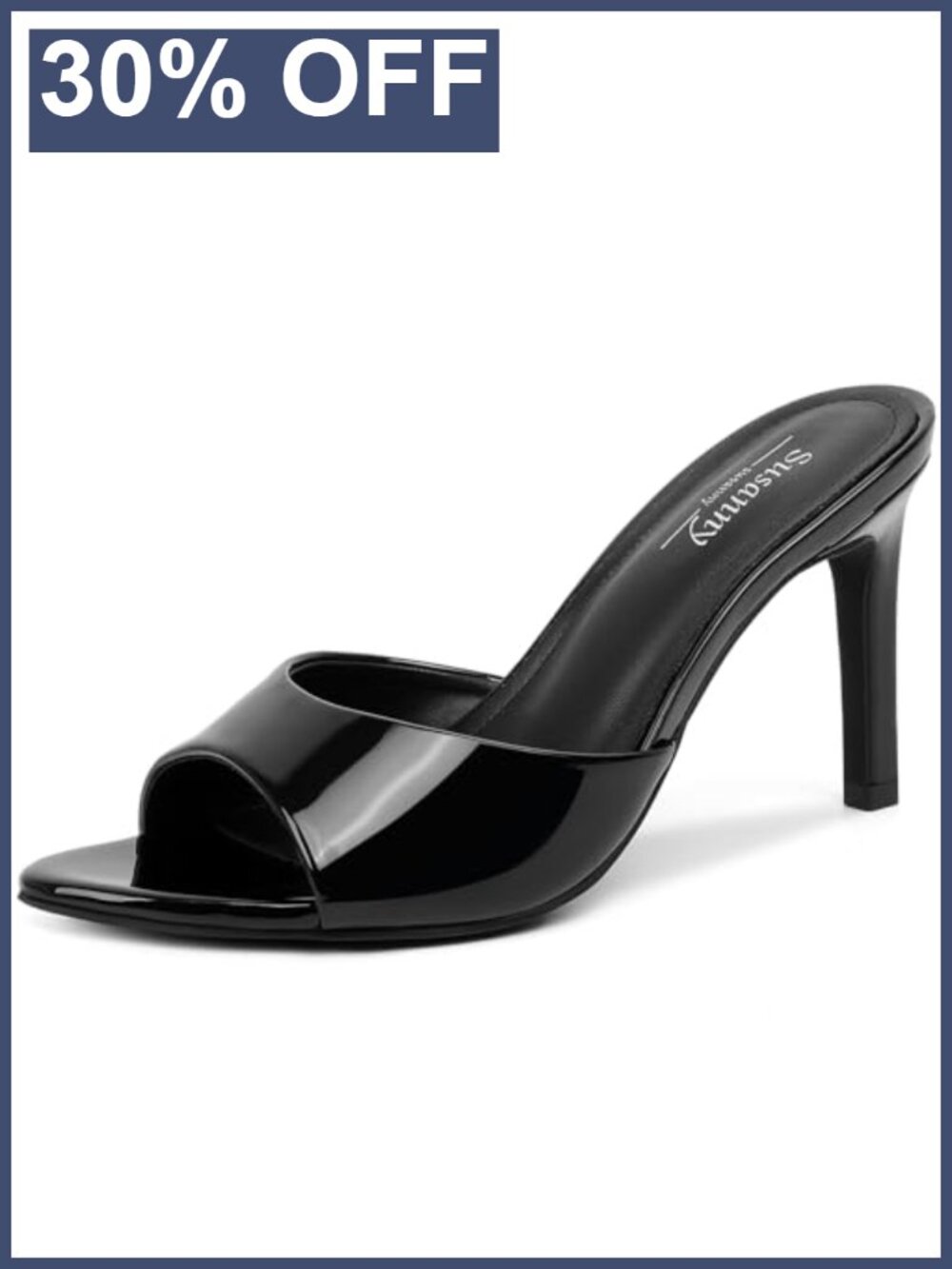 Susanny Women's Faux Leather Mule Heels Pointed Open Toe Slip On